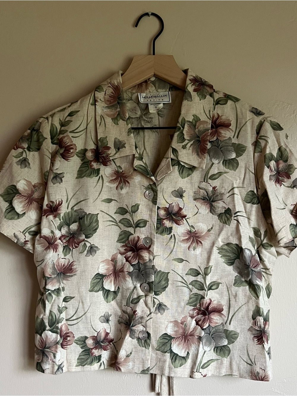 Vintage Short-Sleeve Floral Button-Up Shirt